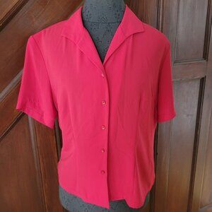 Laura Scott Women's Button-Up Short Sleeve Blouse Size 12